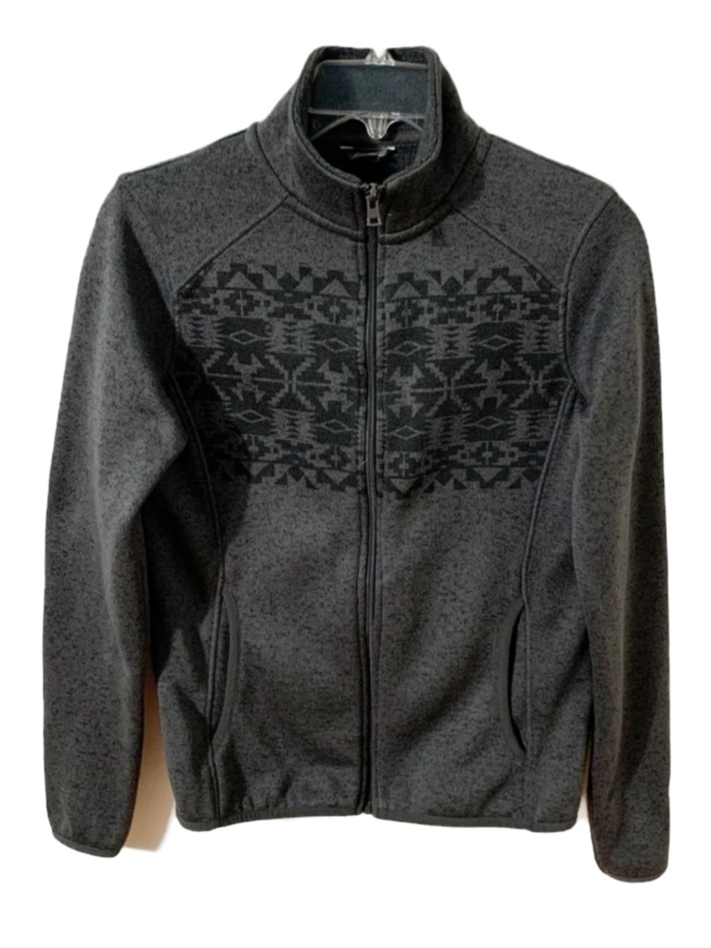 Eddie Bauer Aztec Print Knit Jacket Full Zip Mock Turtleneck Size Small